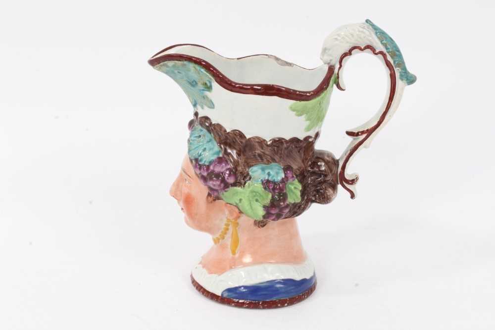 Staffordshire Pearlware character jug, early 19th century, in the form of a woman with grapevines ar - Image 3 of 12