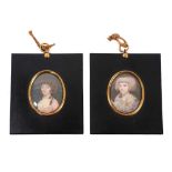 Pair of 18th century portrait miniatures on ivory