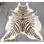 Brazilian Steer hide painted zebra pattern rug