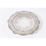 Canadian silver pierced dish, by Birks, with engraved ornament