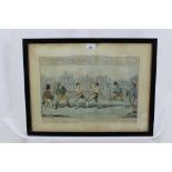 19th century hand coloured etching - The great match between Randal and Martin, published by Fores,