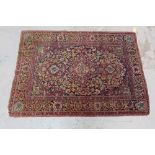 Old Kashan rug with central foliate medallion with borders, 206cm x 145cm