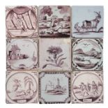 Nine delft tiles