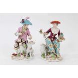 A pair of Continental porcelain figures, in 18th century style