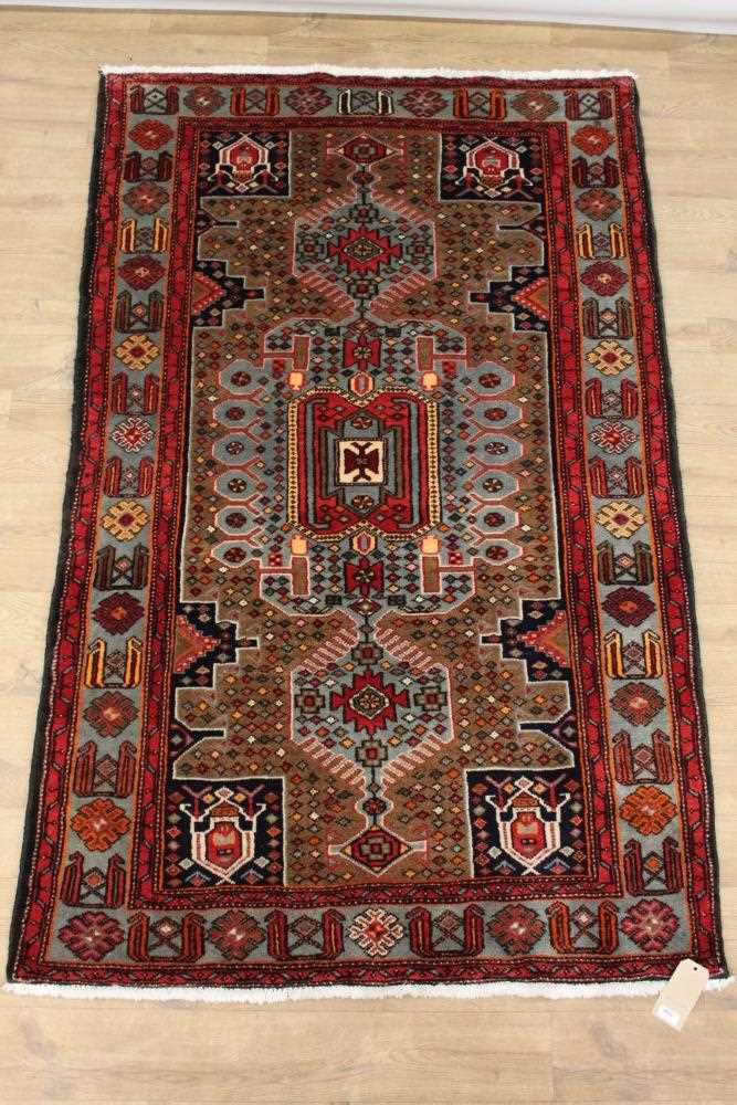 Persian design rug, with central conjoined medallion on biscuit ground in geometric borders, 203 x 1 - Image 2 of 3