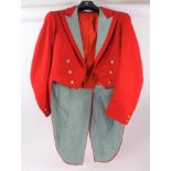 1930s gentleman’s vintage scarlet evening tails with brass buttons for the Worcestershire Hunt