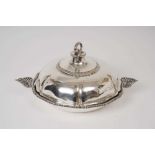 Edwardian silver entree dish with gadrooned edging, by Carrington & Co. London 1906