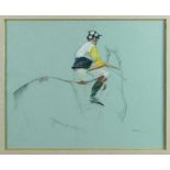 *Jonathan Trowell (1938-2013) pastel - Racehorse and Jockey, signed, in glazed frame
