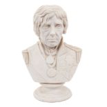 Parian ware bust of Vice-Admiral Horatio Nelson (1758-1805) on a round socle, modelled by Joseph Pit