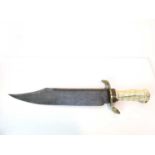 An early 19th Century original classical style Bowie Knife of large proportions with 131/2 inch blac