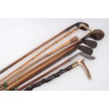 Callow & Son bamboo riding crop, silver gilt mounted cane with horn handle, one other twisted cane a