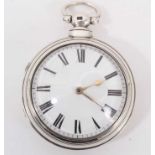 Victorian silver pair cased pocket watch by Behalicker & Co Norwich with fusee movement ( London 183