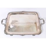 Silver plated rectangular two handled tray