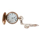 9ct gold full hunter pocket watch with gold chain