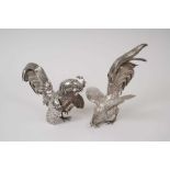 Pair of cockerel figural table ornaments, by Edward Barnard & Sons Ltd London 1970,