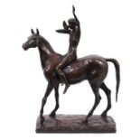 David Wynne (1926-2014) bronze sculpture of a figure on a horse, maquette for The Messenger, 23cm wi