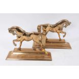 Pair of antique brass horse fireside ornaments