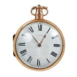 Georgian 18ct gold pocket watch by Morris Tobias of Liverpool with patent fusee movement with whit
