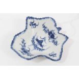 A Worcester blue and white leaf shaped pickle dish, circa 1760