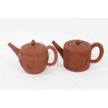 Two Staffordshire redware small teapots and covers, circa 1770