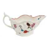 A Worcester moulded sauce boat, painted with the 'May-Bug' pattern, circa 1770