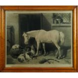 Sir Edwin Landseer, Victorian black and white engraving - The Cover Hack, 70cm x 84cm, in burr maple