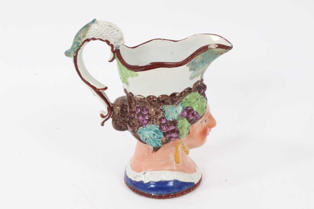 Staffordshire Pearlware character jug, early 19th century, in the form of a woman with grapevines ar - Image 5 of 12