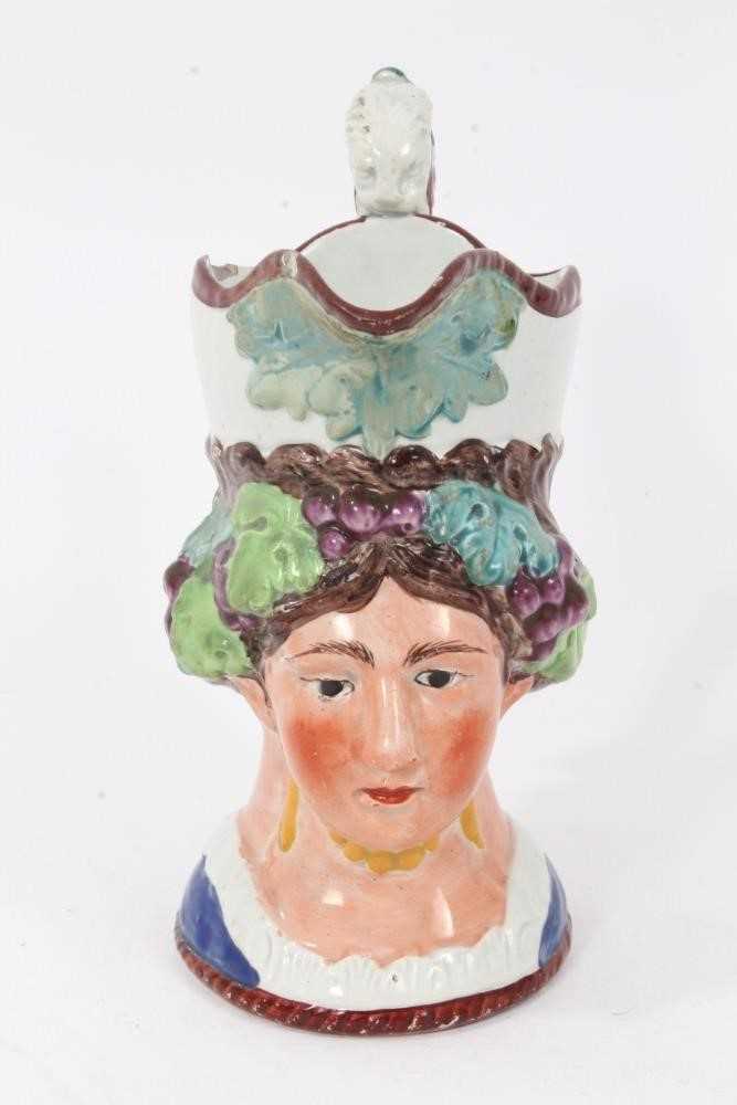 Staffordshire Pearlware character jug, early 19th century, in the form of a woman with grapevines ar - Image 2 of 12