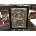 Greek Icon with silver mounts