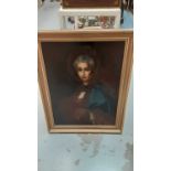 19th century oil on canvas portrait of a lady, in gilt frame