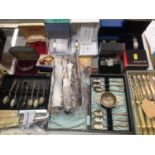 Various vintage costume jewellery, wristwatches and bijouterie including silver plated cutlery