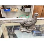 Country Artists silver model of a game bird, 19.5cm long