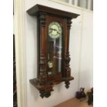 Early 20th century Walnut cased Vienna regulator wall clock
