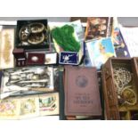 Costume jewellery, bijouterie, cutlery, coins, Brooke Bond card albums, books and sundries