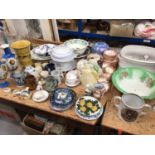 Victorian and later ceramics, including tureens, teawares, Toby jugs, a Wemyss plate, etc