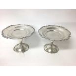Pair silver pedestal dishes (Sheffield 1905), 15cm high x 20cm diameter
