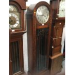 1930's oak long case clock with glazed door