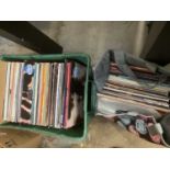 A crate and a bag of mainly 12 inch singles (approximately 150) including 808 State, Crystal Method,