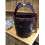 Oriental iron bound wooden bucket