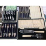 Silver plated cutlery sets in cases