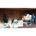 Lot carved stone and painted eggs and sundry ornaments
