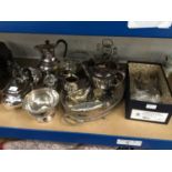 Silver plated four piece tea set and lot plated ware