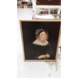 19th century Naive school oil on canvas portrait of a lady