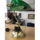 Brass desk lamp with green shade