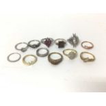 Twelve silver and silver gilt dress rings