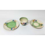 Clarice Cliff Crocus pattern trio