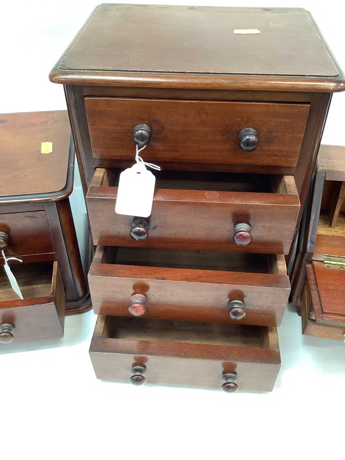 Three miniature mahogany chests of drawers and a miniature bureau - Image 8 of 8