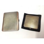 Art Deco silver cigarette case and a silver powder compact