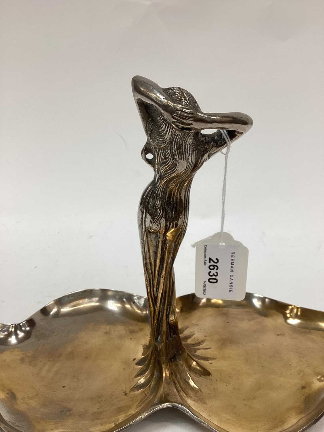 Silver plated on brass dish with nude female - Image 6 of 8