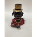1920s/30s Starkie’s cast alloy “Gentleman with Top Hat” mechanical money box, with moveable arm, ton